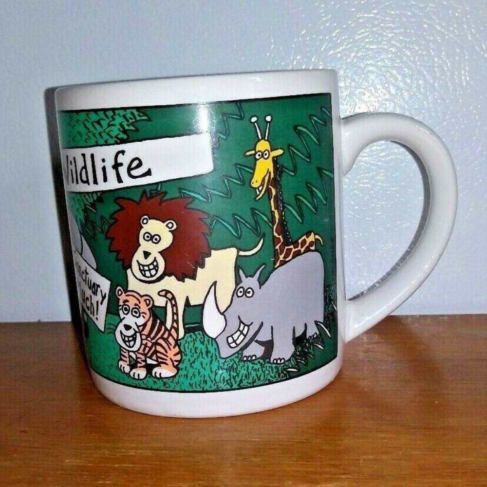 Animal lovers Mug, Wildlife sanctuary mug. Very pretty. Nature, Animals. Green.